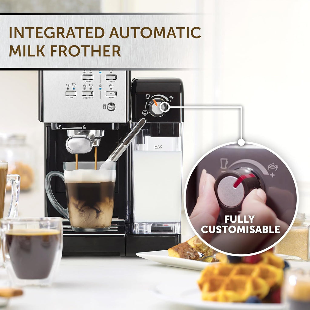 Breville One-Touch CoffeeHouse Coffee Machine | EspressoCappuccino & Latte Maker | 19 Bar Italian Pump | Automatic Milk Frother | ESE Pod Compatible | Black [VCF107]