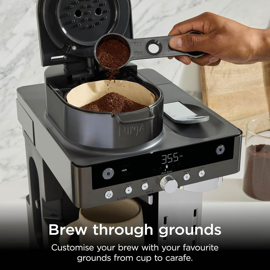 Ninja Prestige Filter Coffee & Pod Capsule Machine, Gunmetal CFN802UKGM