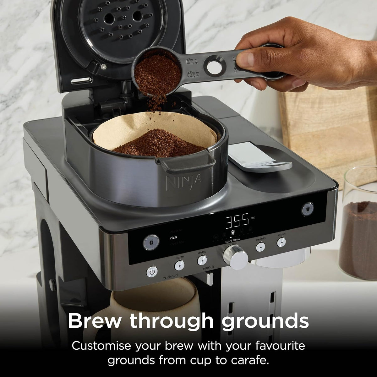 Ninja Prestige Filter Coffee & Pod Capsule Machine, Gunmetal CFN802UKGM