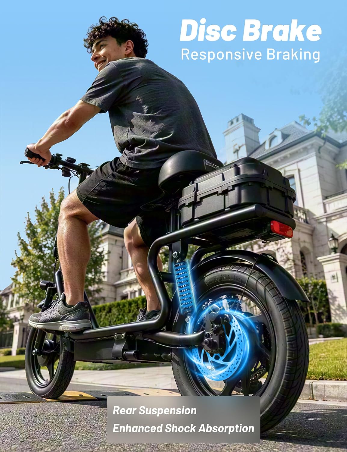 H1L Electric Scooter Adult, 14" E Scooter with 500W Motor and 30KM Long Range 25KM/H Top Speed Rear Disc Brake & Front Fork Suspension, Folding Electric Scooters with LCD Display, Max Load 120KG