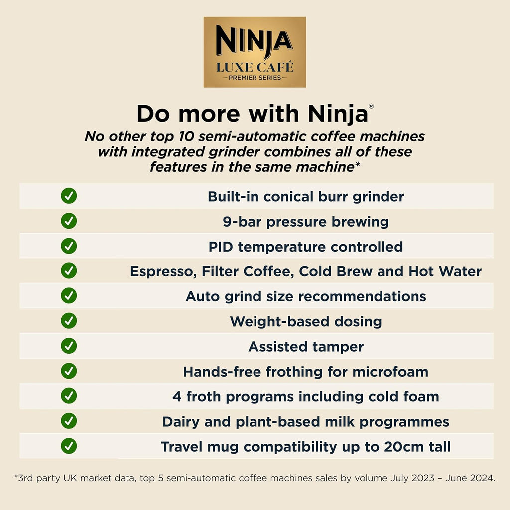 Ninja Luxe Premier 3-in-1 Coffee Machine, Gunmetal ES601UKGM