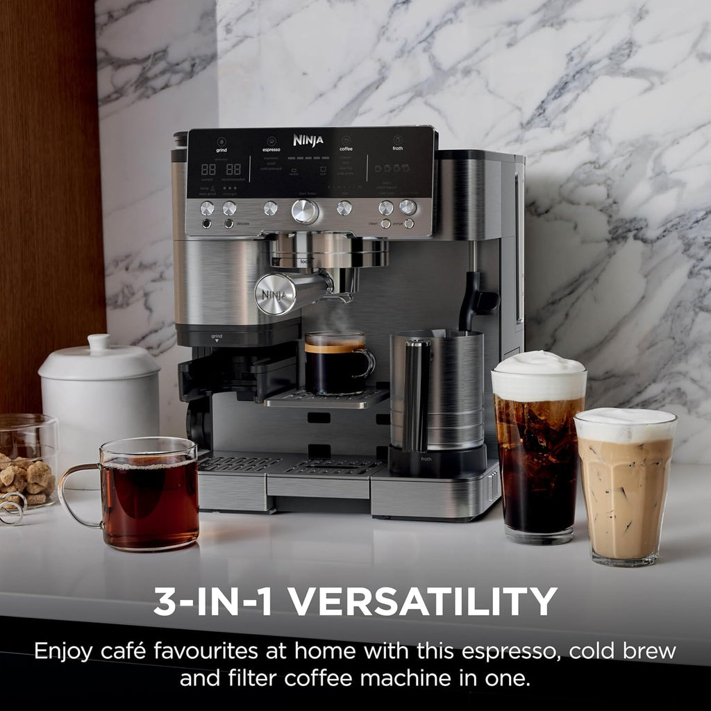 Ninja Luxe Premier 3-in-1 Coffee Machine, Silver ES601UK