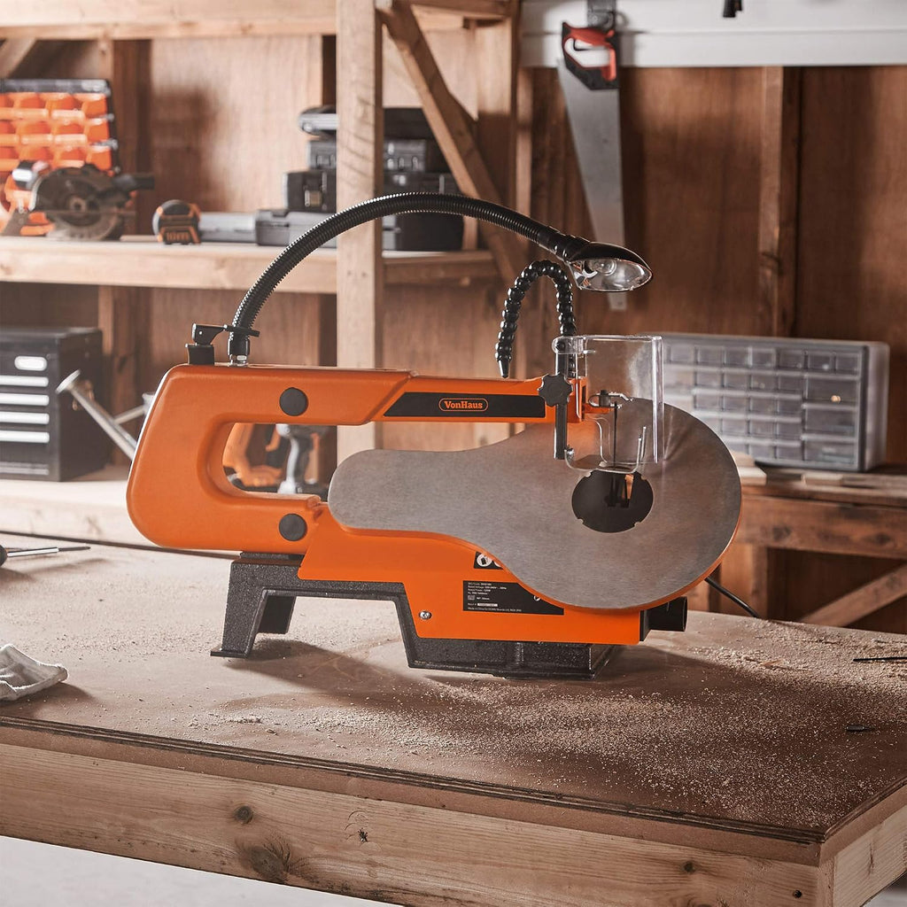 VonHaus Scroll Saw 405mm with Variable Speed and LED Light - Suitable for Pinned and Pinless Blades - Adjustable Worktable