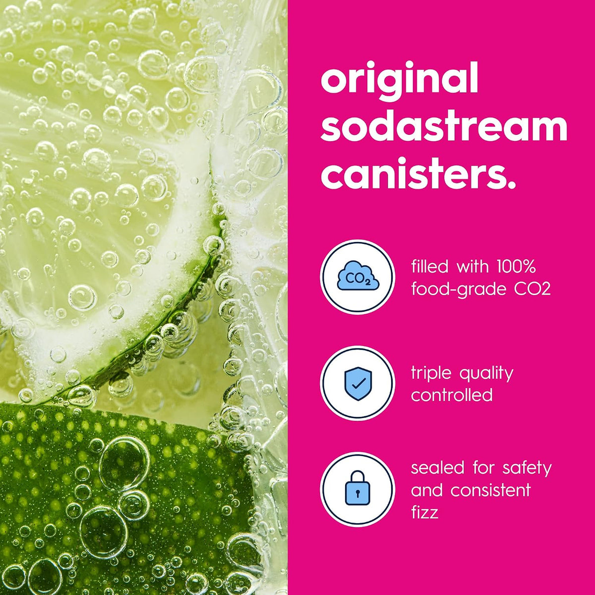 SodaStream CO2 Gas Cylinder Refill 2 Pack, 2 x 60L Pink Quick Connect, Soda Stream Gas Refill, Makes Up to 120 Litres, Compatible with Terra, Duo, Art, Gaia, ULTIMATE, E-Duo and ENSO