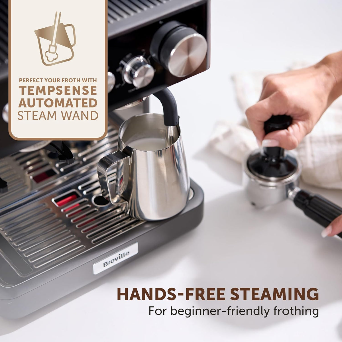 Breville Barista Sense Espresso Machine | Bean to Cup Coffee Maker with Integrated Coffee Grinder & Milk Frother | TempSense Steam Wand | 15 Bar Italian Pump | Black [VCF187]