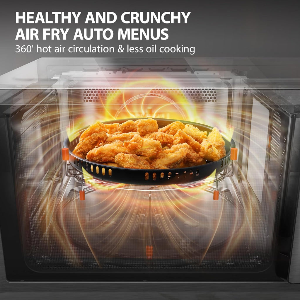 TOSHIBA Air Fry Combo 5-In-1 26L Countertop Microwave Oven, Broil, Bake, Combi, 10 Power Levels, 10 Auto Cooking Presets, Easy Defrost, Black, 900W, ML2-EC26SF(BS)