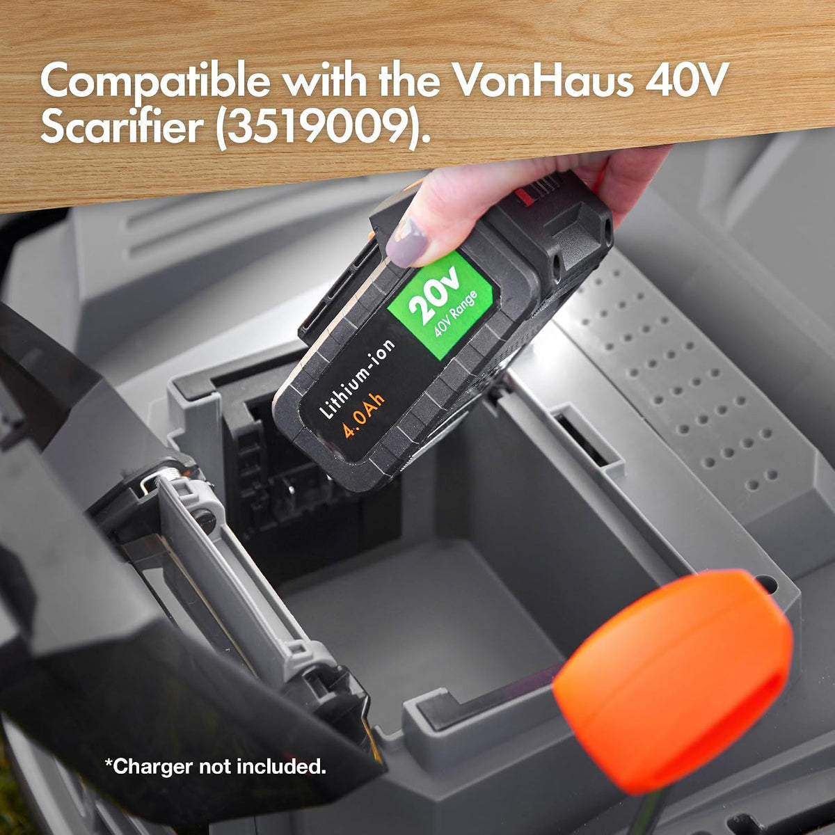 VonHaus 20V 4Ah Battery for Cordless Scarifier 40V – Spare Replacement Part