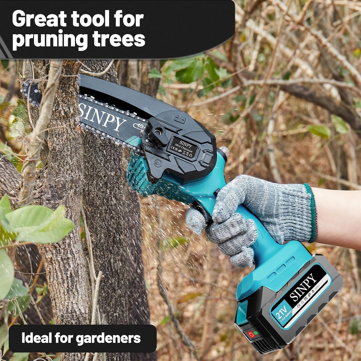 Mini Chainsaw Cordless 8000mAh 6-Inch Portable Electric Chainsaws with 2 Chains Small Chain Saws Handheld for Wood/Tree Cutting, Gardening Gift for Dad Husband Women Men