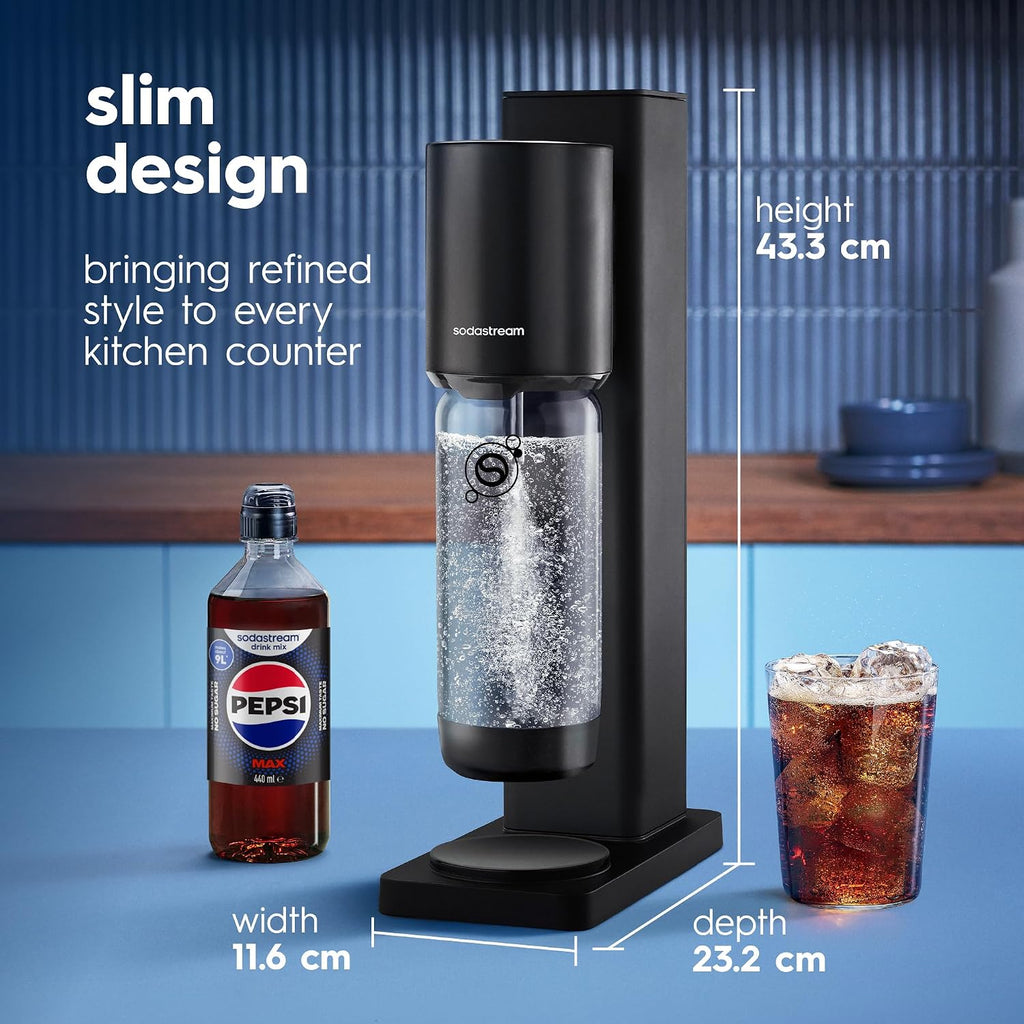 Sodastream FRESH Sparkling Water Maker Black Starter Kit, 2 CO2 & 1L Bottle
