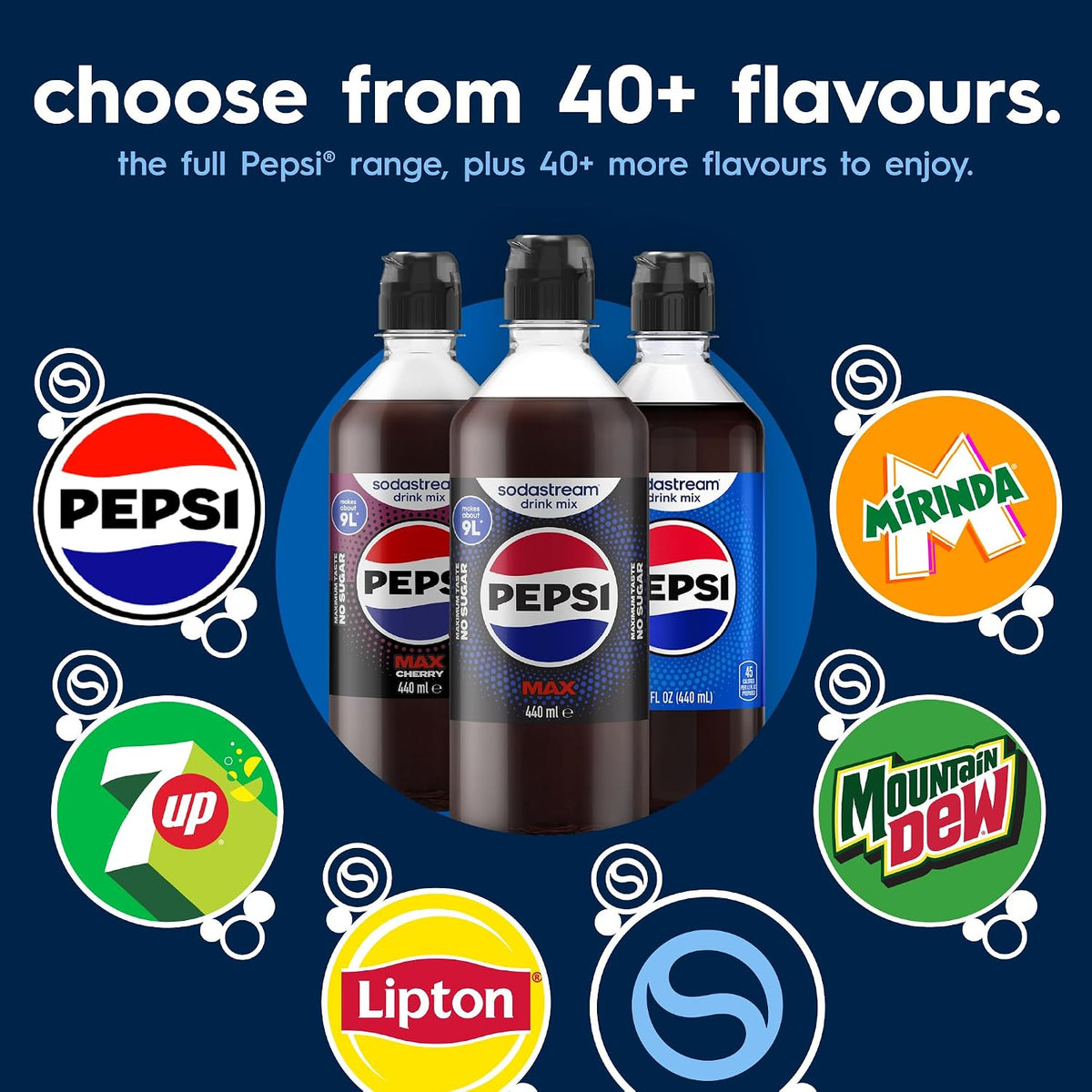 SodaStream Pepsi MAX Drink Mix, 6 Pack Sugar Free Cola Syrup for Sparkling Water Makers, Zero Calorie, Max Taste No Sugar, Soda Stream Flavours, Makes 54L, 6 x 440ml