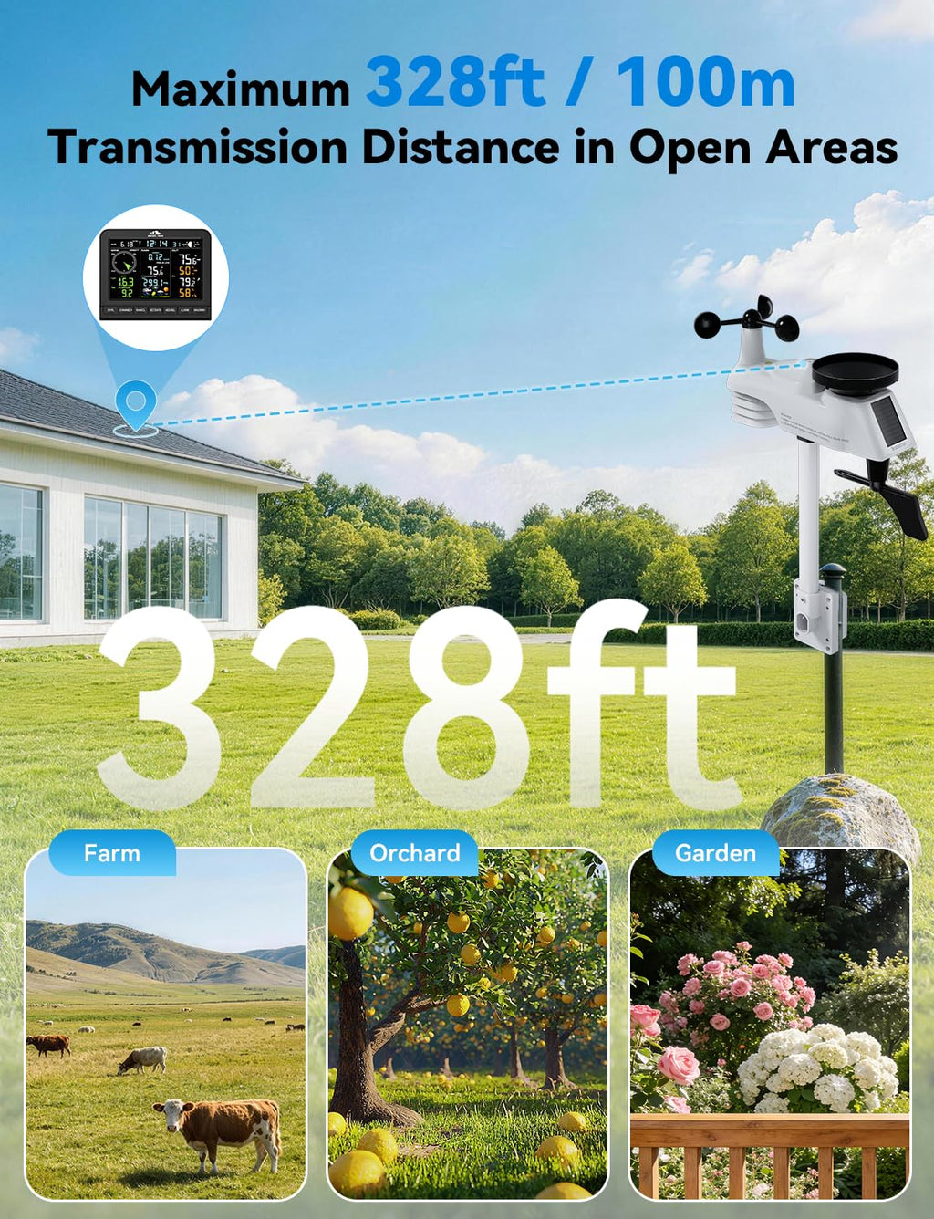 AIR6 Wireless Weather Station with Outdoor Wireless Sensor,