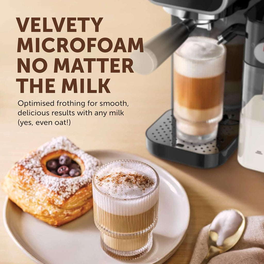Breville Prima Latte Luxe One Touch Espresso Maker| EspressoLatte Cappuccino Coffee Maker | 19 Bar Italian Pump | Automatic Milk Frother | ESE Coffee Pod Compatible | Black [VCF166]