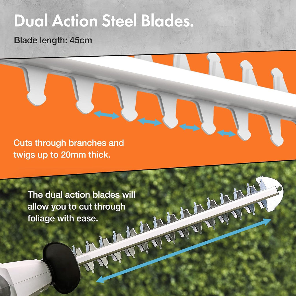 VonHaus Pole Hedge Trimmer Corded 600W – 10m Cable, Blade Cover, 45cm Blade