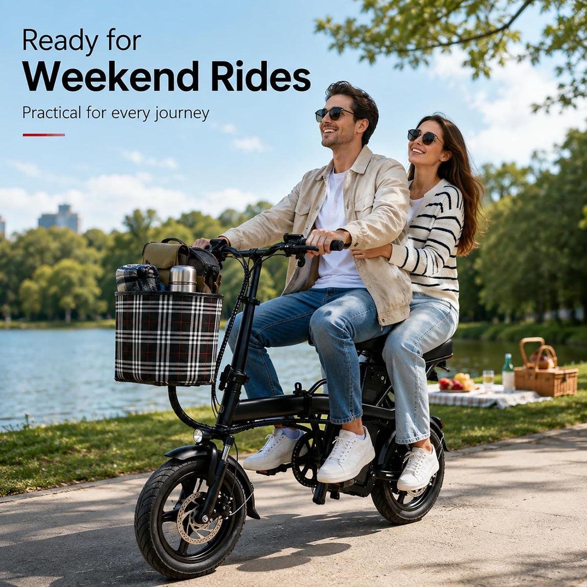 ABHI Folding 14" Electric Bike, Portable 250W Motor Compact E-bike