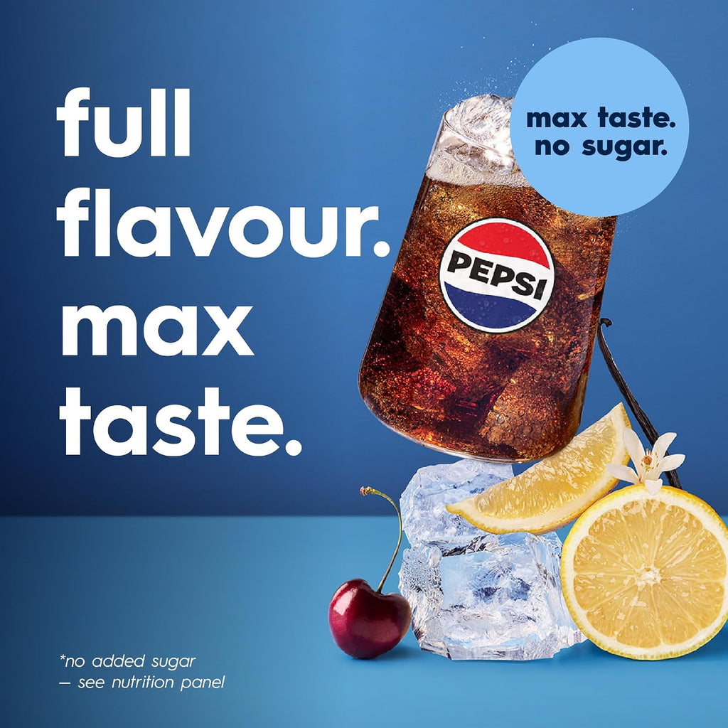 SodaStream Pepsi MAX Drink Mix, 6 Pack Sugar Free Cola Syrup for Sparkling Water Makers, Zero Calorie, Max Taste No Sugar, Soda Stream Flavours, Makes 54L, 6 x 440ml