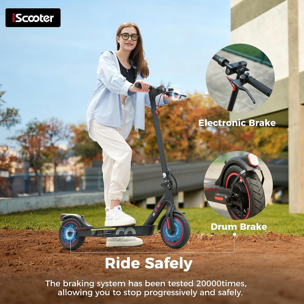 iScooter Electric Scooter, 350W Motor Electric Scooters Adult with Cuise Control, 20-30KM Range, 8.5Inch Tires, 3 Speed Mode, Double Braking System Fast E Scooter for Adults and Teens