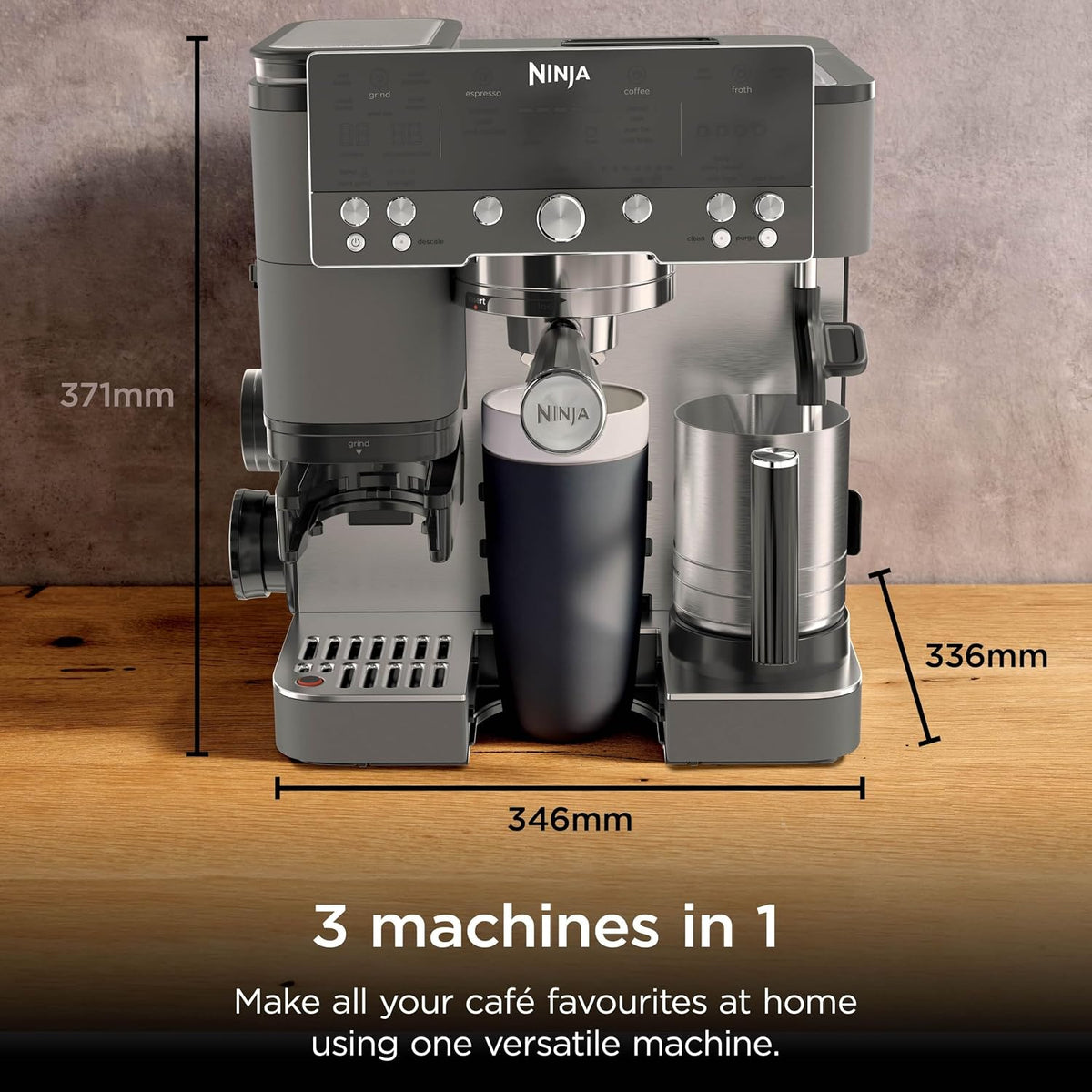 Ninja Luxe Premier 3-in-1 Coffee Machine, Gunmetal ES601UKGM