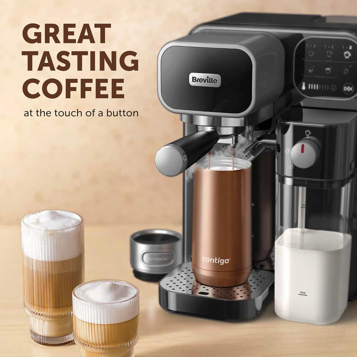 Breville Prima Latte Luxe One Touch Espresso Maker| EspressoLatte Cappuccino Coffee Maker | 19 Bar Italian Pump | Automatic Milk Frother | ESE Coffee Pod Compatible | Black [VCF166]