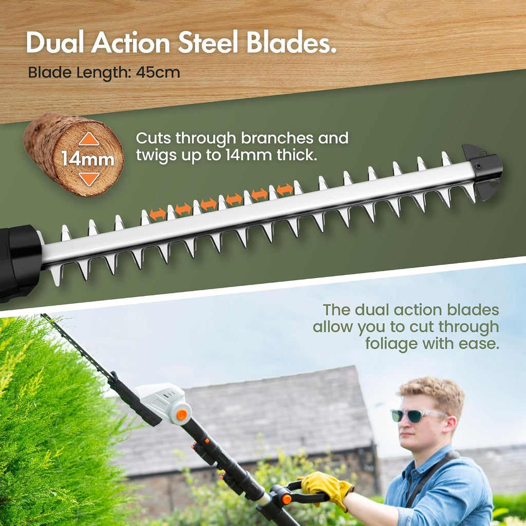 VonHaus Pole Hedge Trimmer Cordless 20V – w/Battery & Charger, G-Series
