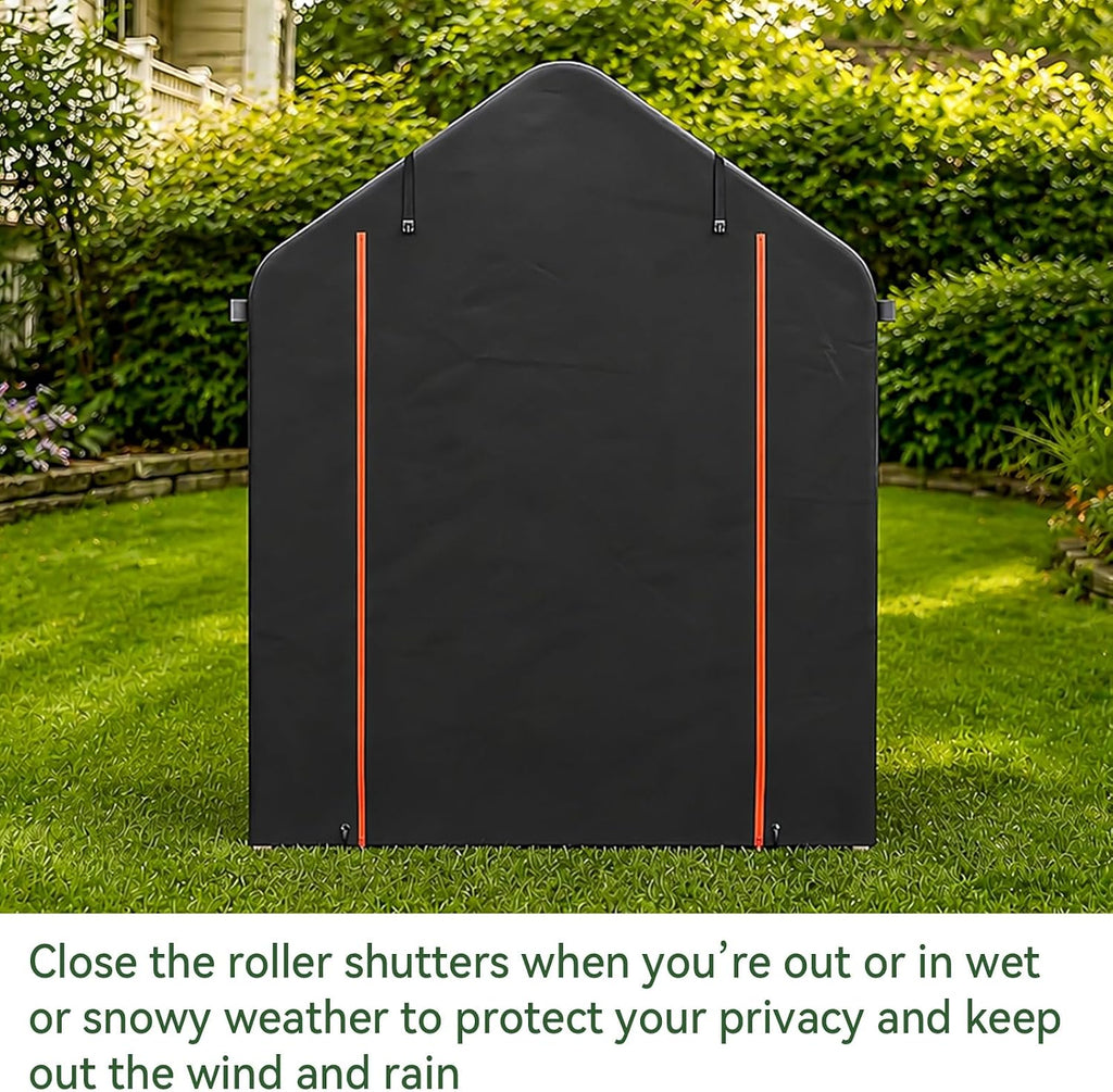 Aoxun 1.8x1.2M Heavy Duty Outdoor Storage Shed, Portable Waterproof Bike Shed Shelter and Garden Storage Tent, Roll-up Door Carport for Motorcycle and Lawn Tools, Black