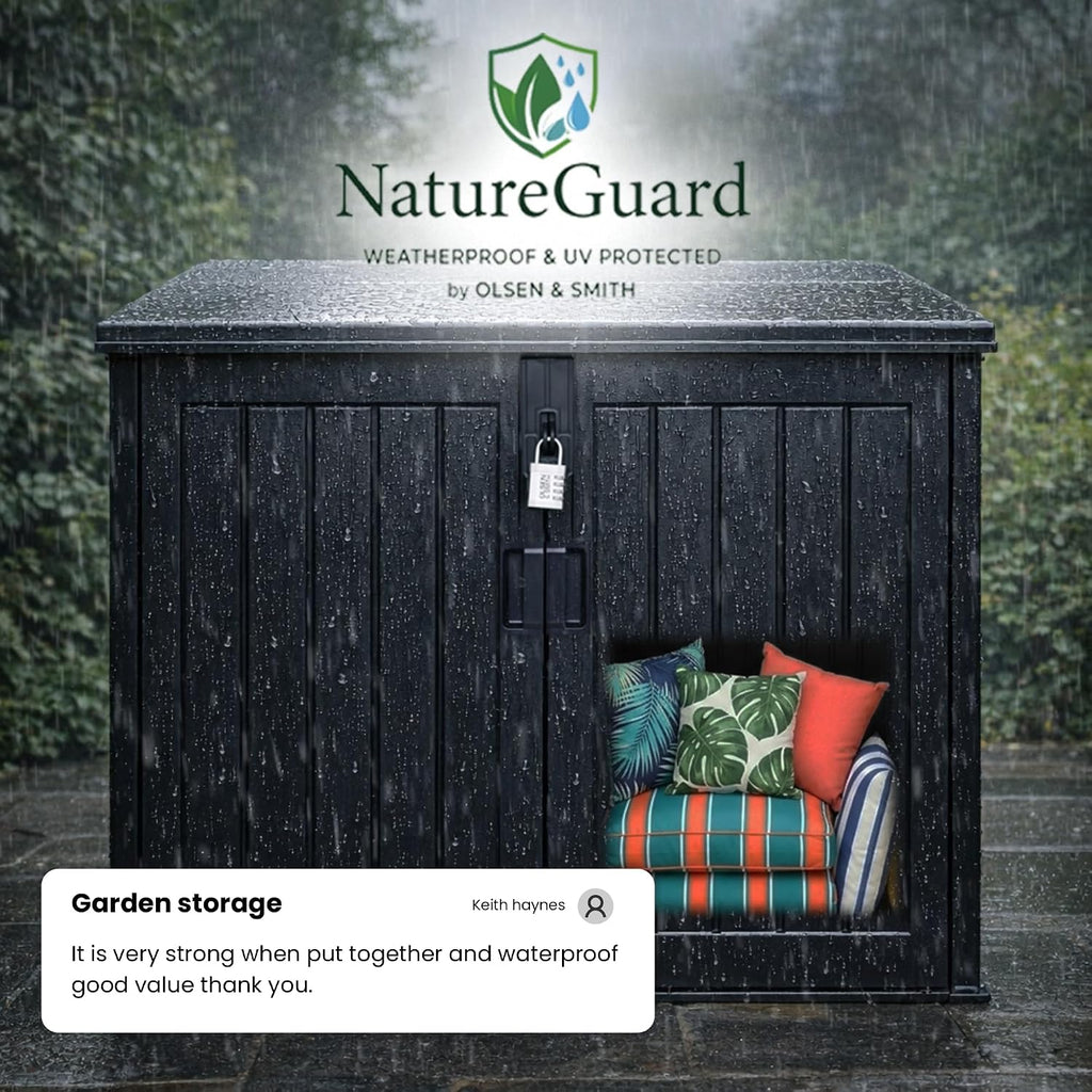 Olsen & Smith 775L Waterproof Lockable Outdoor Garden Storage Shed & Box