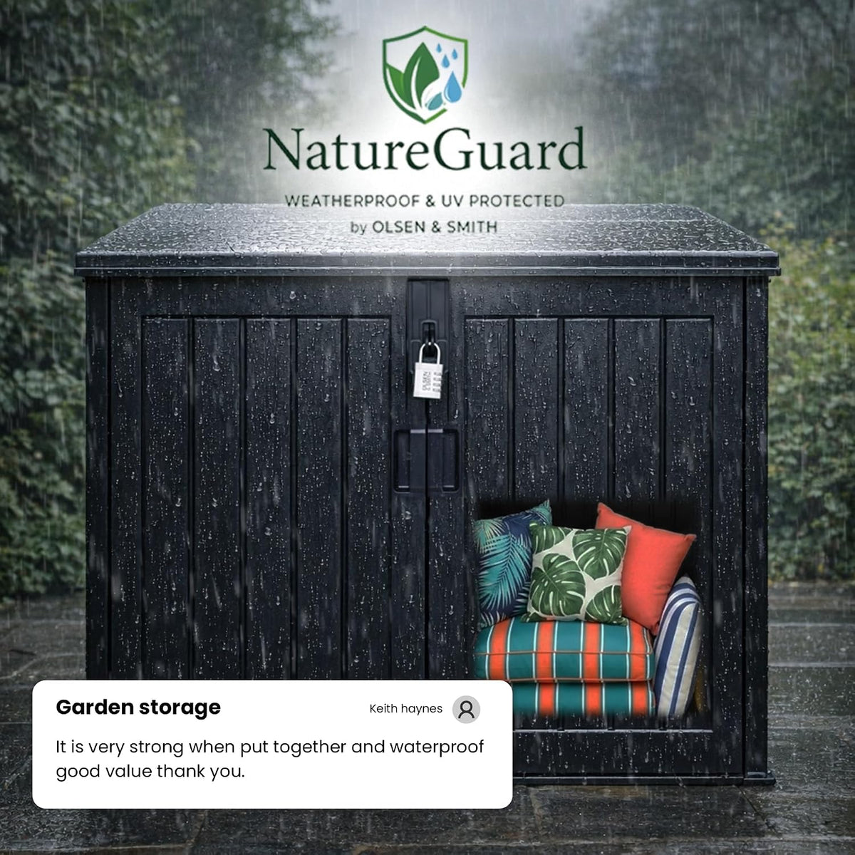 Olsen & Smith 775L Waterproof Lockable Outdoor Garden Storage Shed & Box