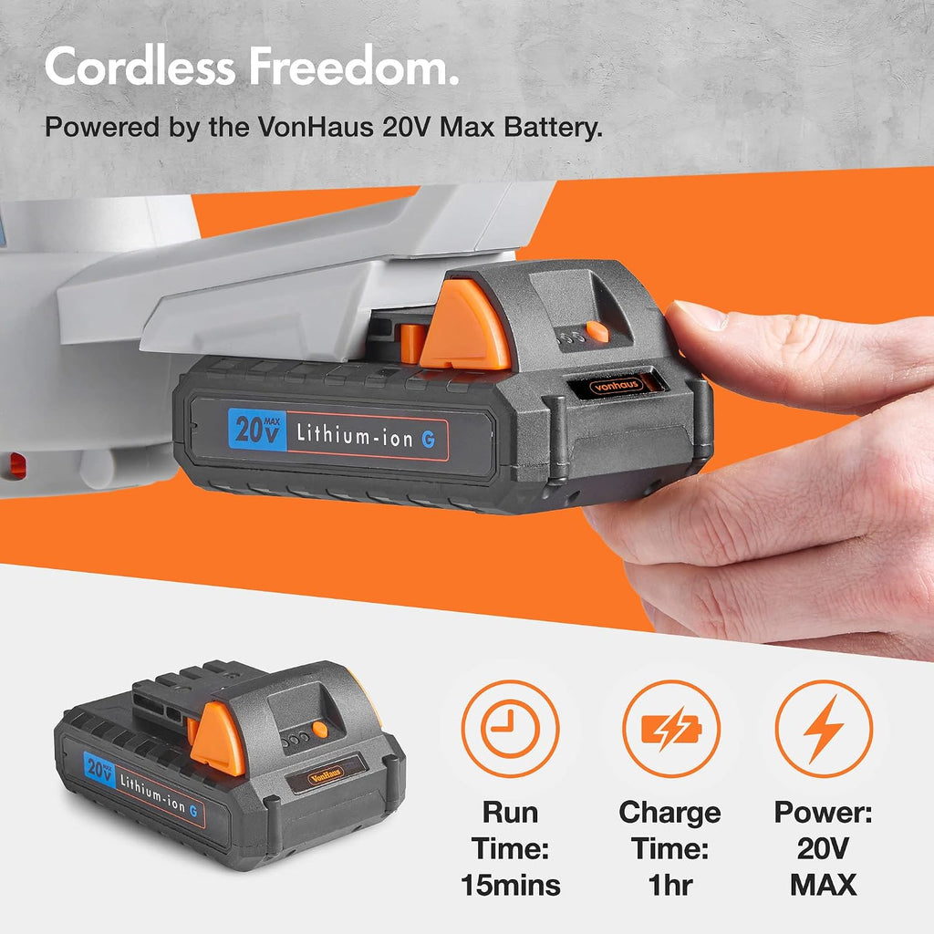 VonHaus Leaf Blower Cordless 20V – w/Battery & Charger, G-Series