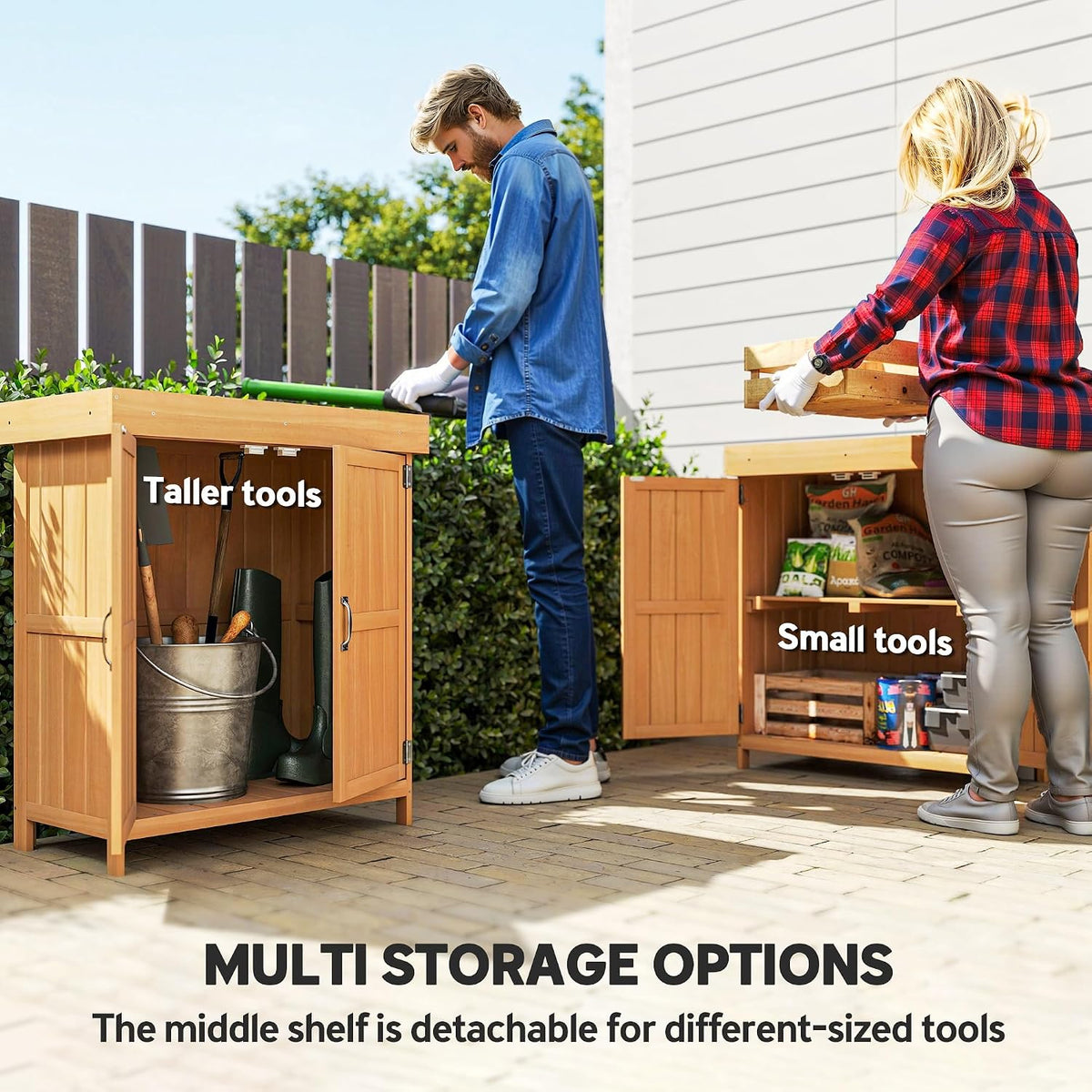 Outsunny Small Shed, Openable Roof 74 x 43 x 88 cm Natural Wood Finish