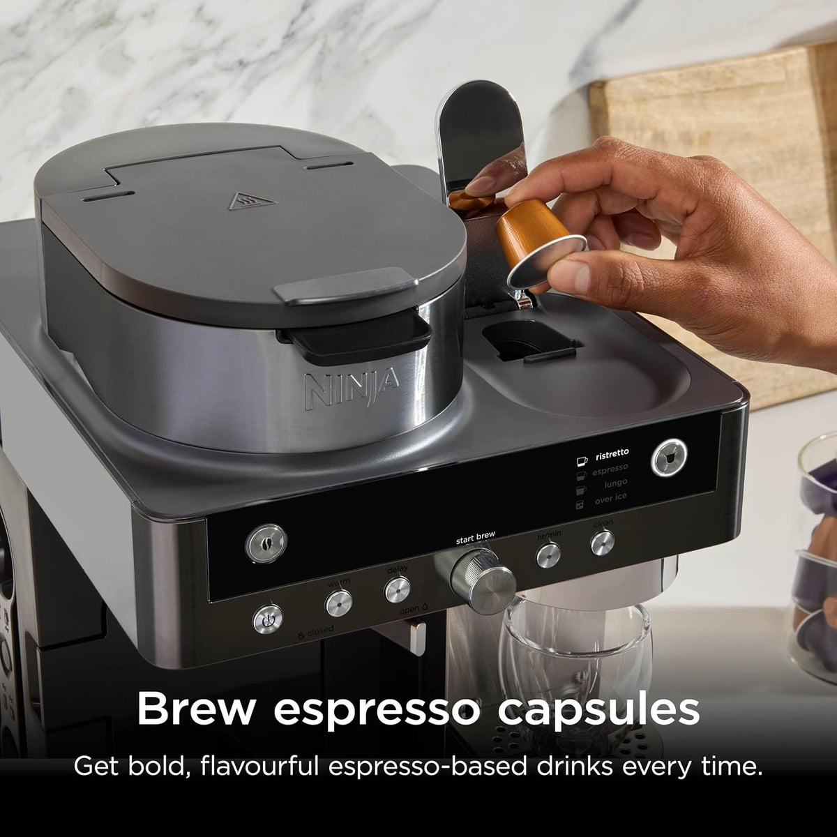 Ninja Prestige Filter Coffee & Pod Capsule Machine, Gunmetal CFN802UKGM