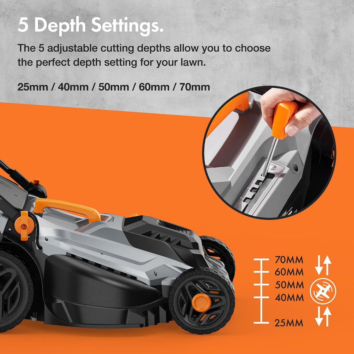 VonHaus Lawnmower Corded 1600W – 42L Box, 10m Cable