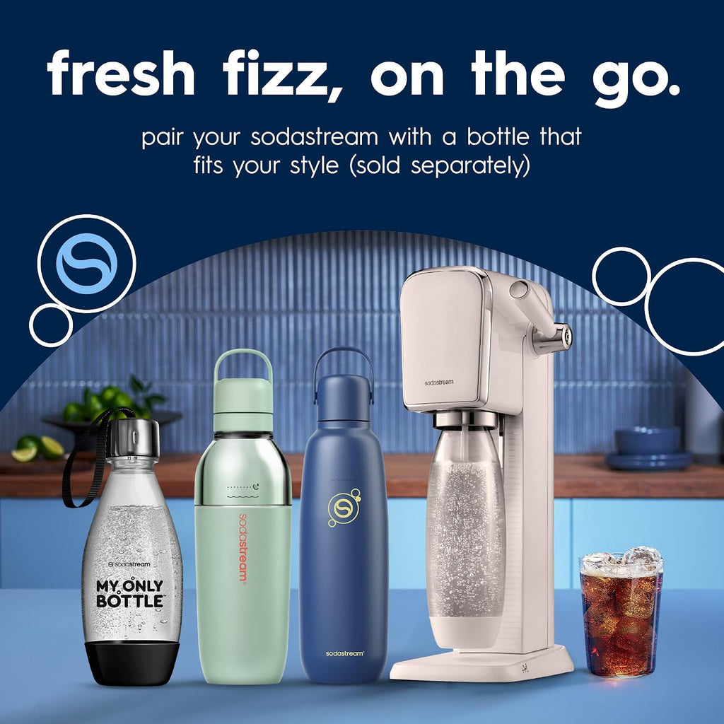 SodaStream ART Sparkling Water Maker, Soda Maker Starter Kit, Includes 1 Quick Connect 60L CO2 Gas Cylinder and 1 Dishwasher Safe BPA Free Bottle, Make your own Pepsi, White