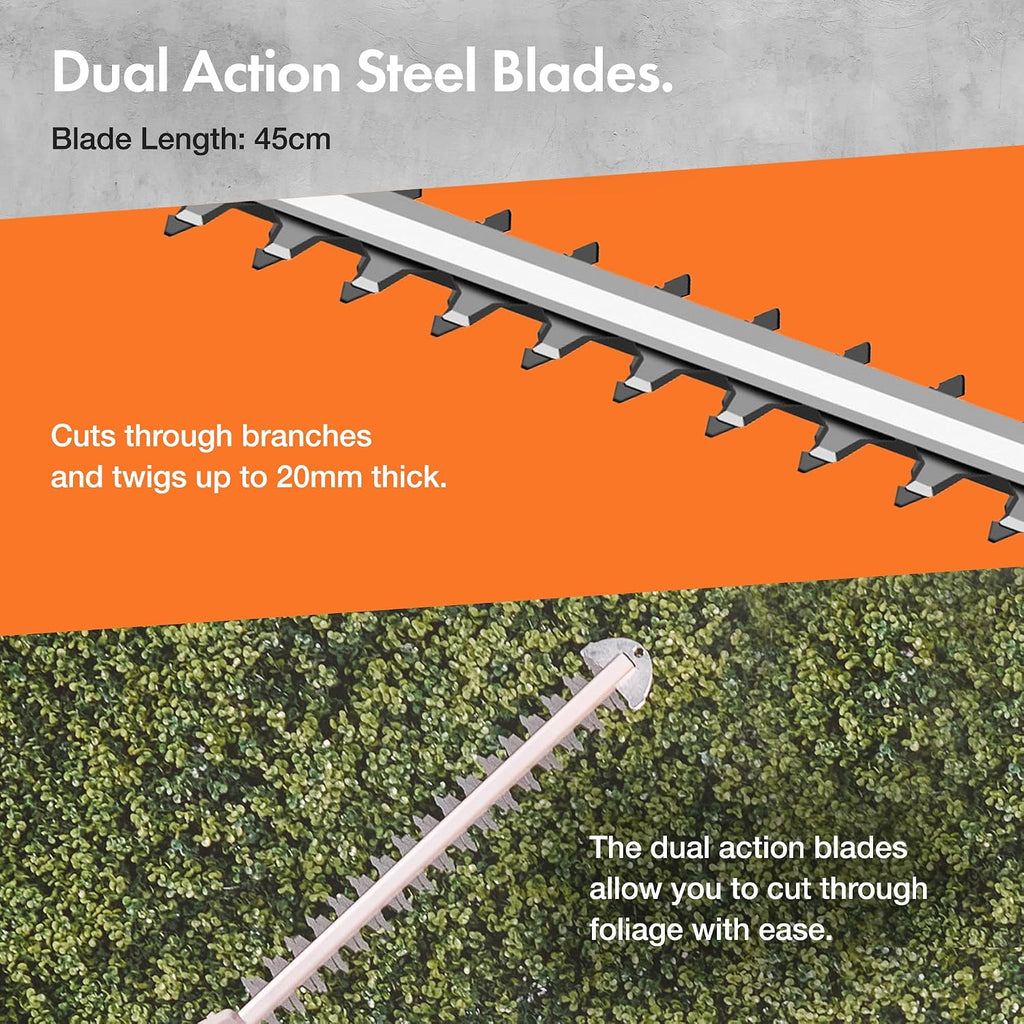 VonHaus Pole Hedge Trimmer Cordless 40V – w/Battery & Charger, 45cm Blade