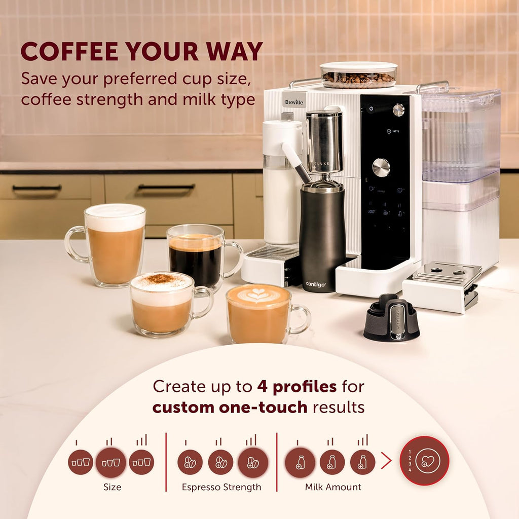 Breville Prima Latte AutoLuxe Espresso Maker, White (VCF194)