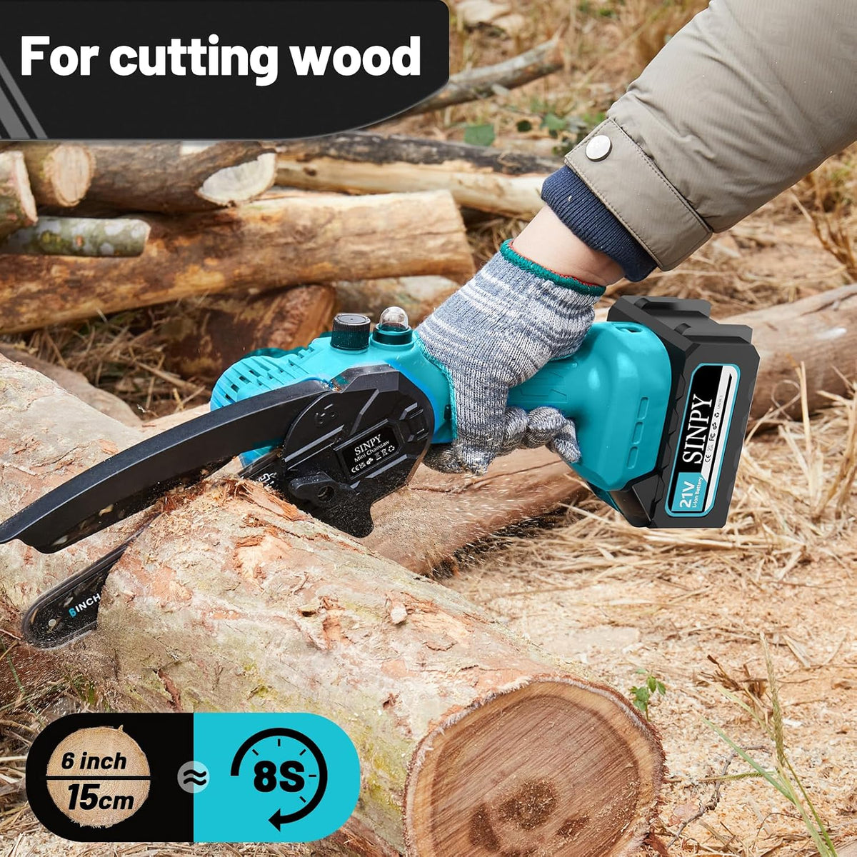Mini Chainsaw Cordless 8000mAh 6-Inch Portable Electric Chainsaws with 2 Chains Small Chain Saws Handheld for Wood/Tree Cutting, Gardening Gift for Dad Husband Women Men