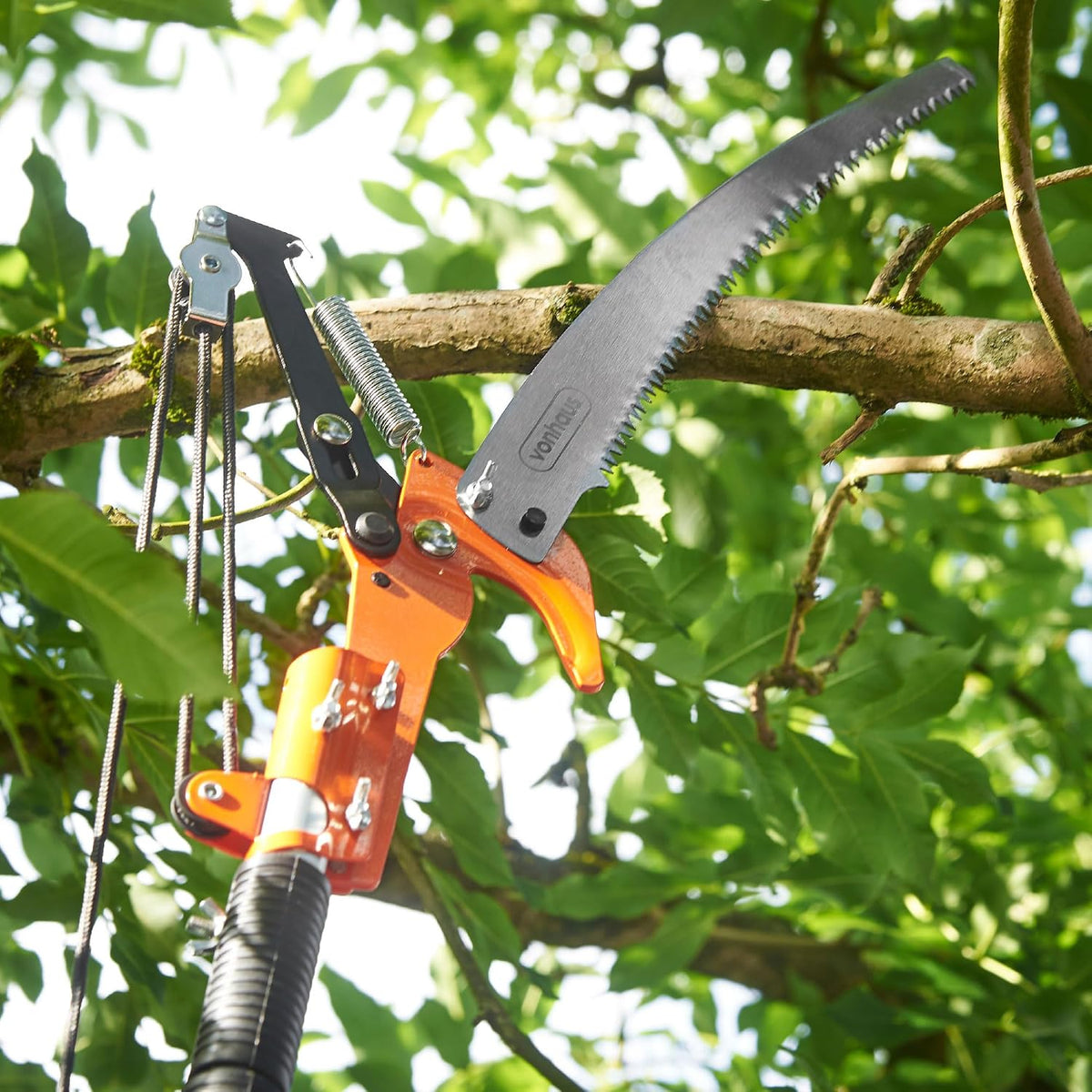 VonHaus Telescopic Tree Pruner & Lopper 2 in 1 – Long Reach 5.3m Cutter, Retractable & Extendable Pole Saw for Branches – Lightweight Aluminium Pole, Steel Blade – Blade Cover Included
