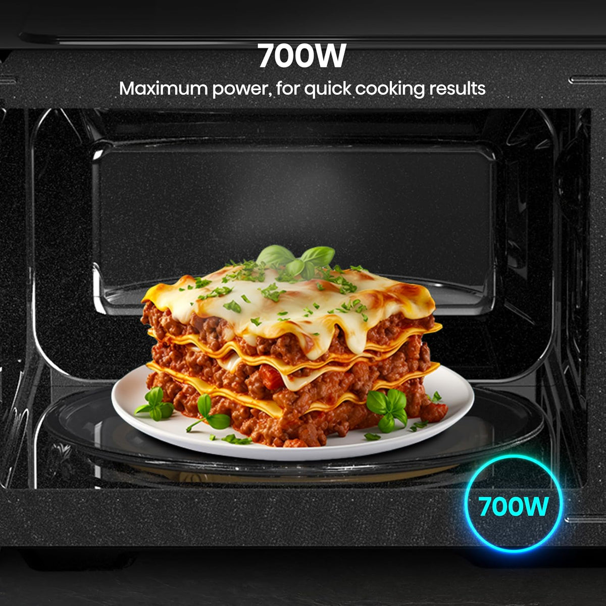 Hisense 700 Watts 20 Litre Inverter Microwave Oven H20MOBP1HIUK Black, Automatic Defrost, 5 power levels, Easy Clean, H24.1 x W43.4 x D32.9 cm Freestanding