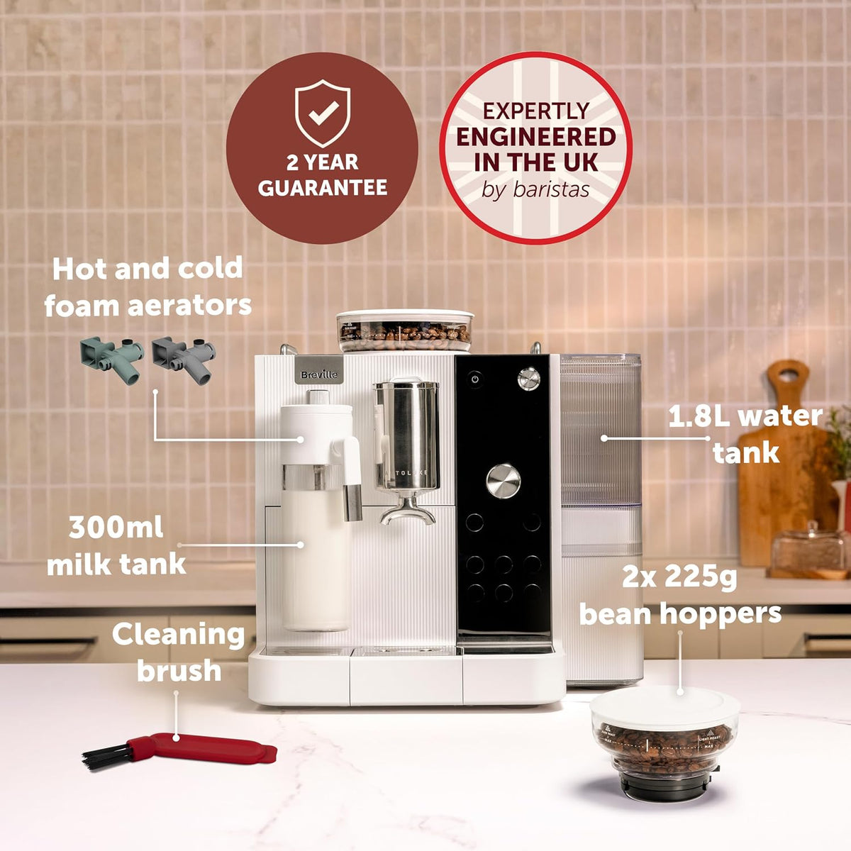 Breville Prima Latte AutoLuxe Espresso Maker, White (VCF194)