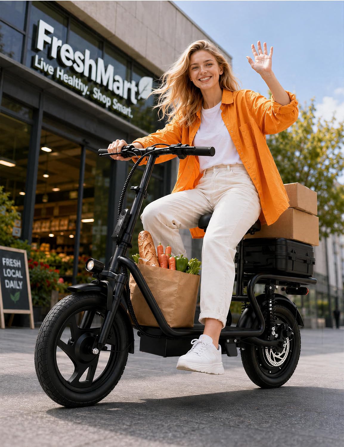 H1L Electric Scooter Adult, 14" E Scooter with 500W Motor and 30KM Long Range 25KM/H Top Speed Rear Disc Brake & Front Fork Suspension, Folding Electric Scooters with LCD Display, Max Load 120KG
