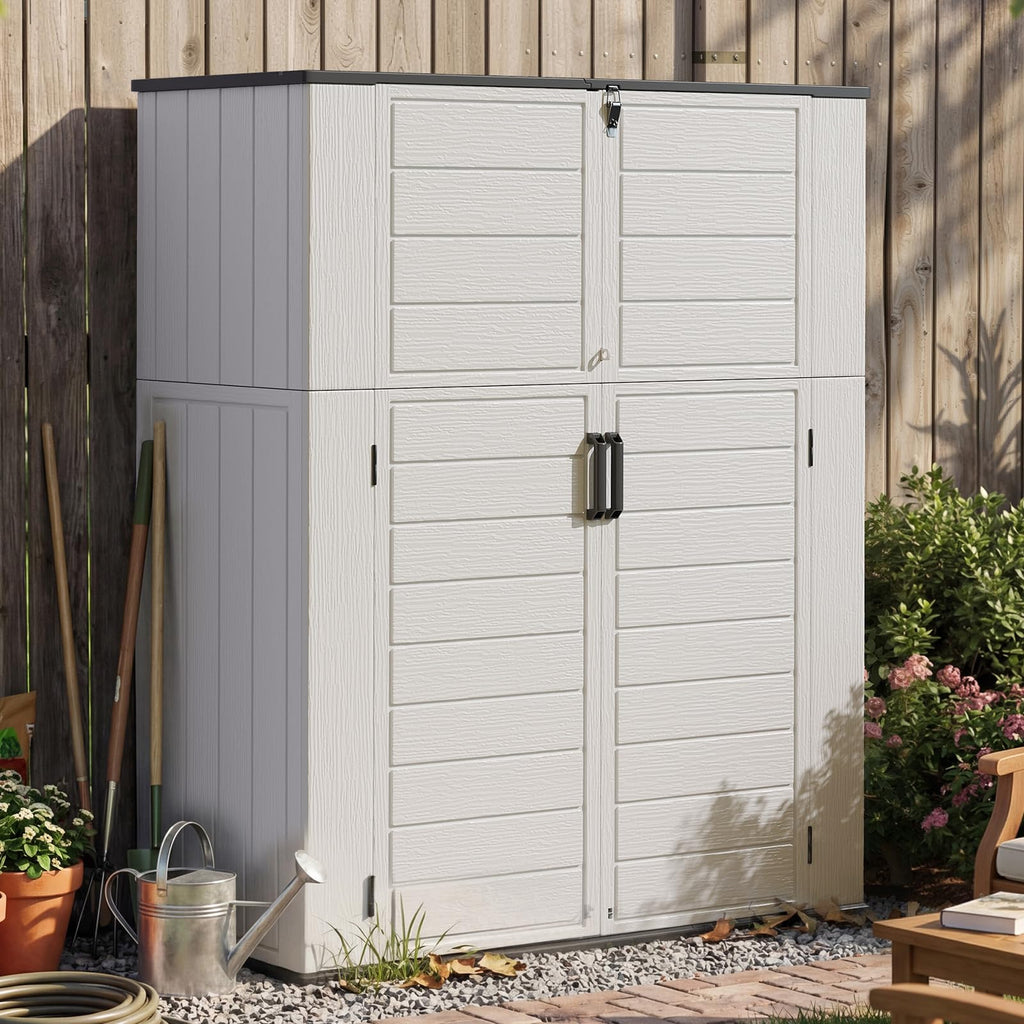 Aoxun Outdoor Deck Box 600L, Large Resin Outdoor Storage Box with Lid, Waterproof & UV-Resistant Garden Storage for Cushions, Tools, and Pool Accessories 4.7x2.2FT(Grey)