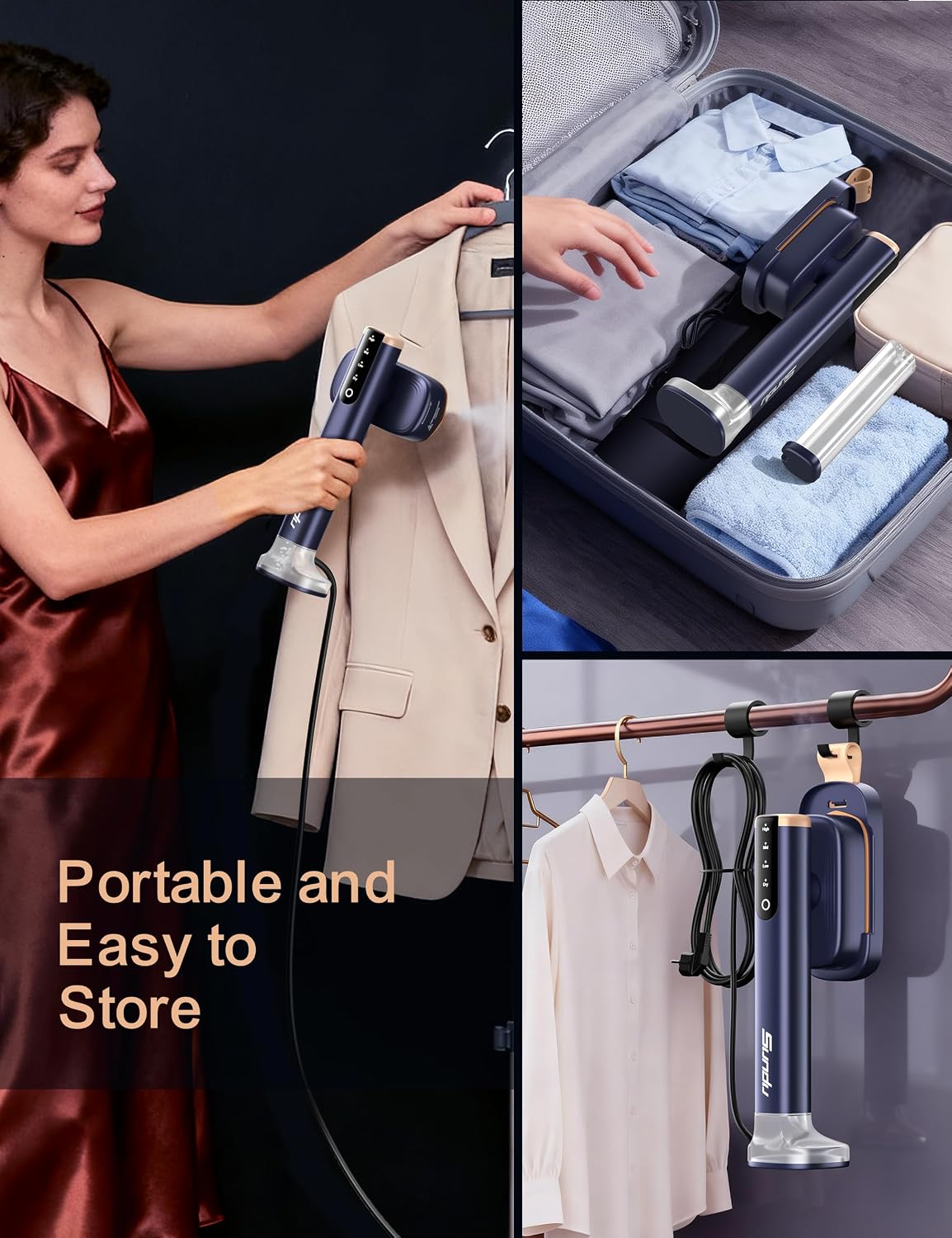 Sundu Clothes Steamer, 1200W Handheld Garment Steamer for Clothes, 280ml Water Tank Portable Travel Steamer with Ironing Gloves, 15s Fast Heat-up, 4 Modes, LED Display, 2.4m Cord