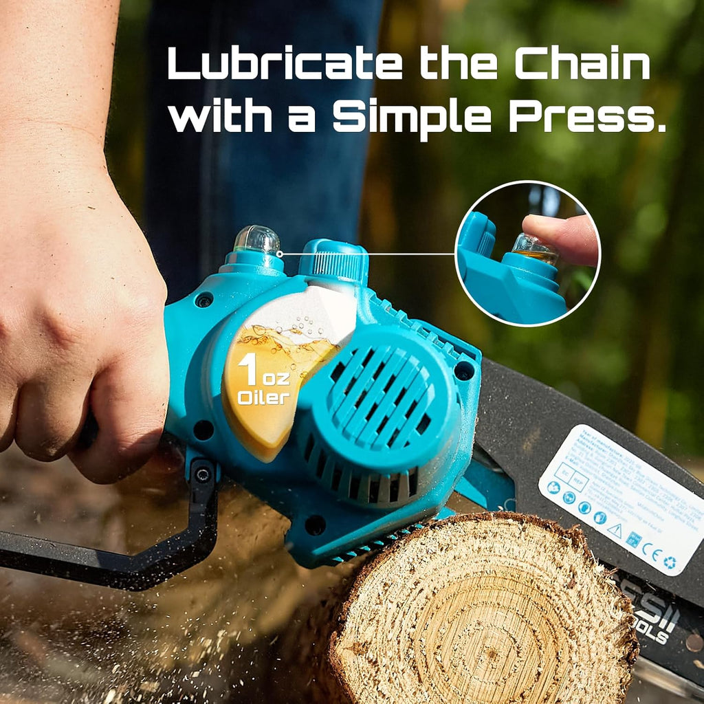 SEESII Mini Chainsaw Cordless 6 Inch with 2×4000mAh Batteries