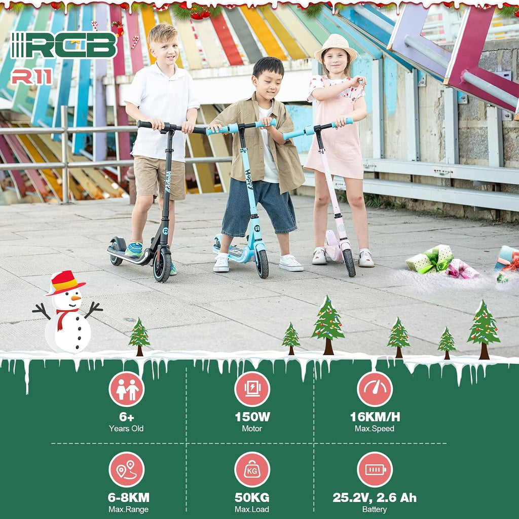 RCB Electric Scooter for Kids, 150W Motor - Max 9.94mph - Colorful LED Lights - Foldable - LED Display,Kids E Scooter for Age 6-12