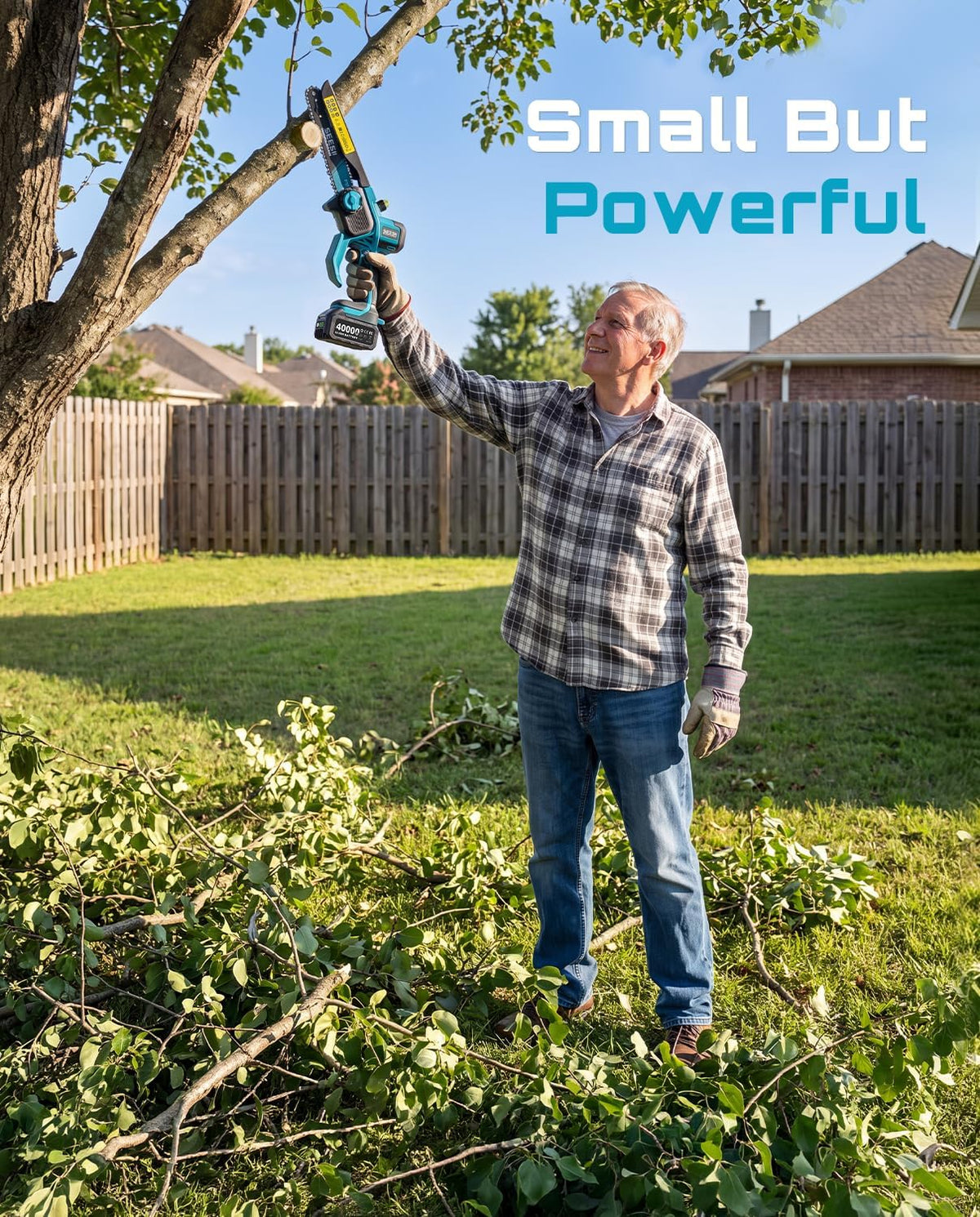 SEESII Mini Chainsaw 8 Inch & 6 Inch, Brushless, 2x4000mAh Batteries