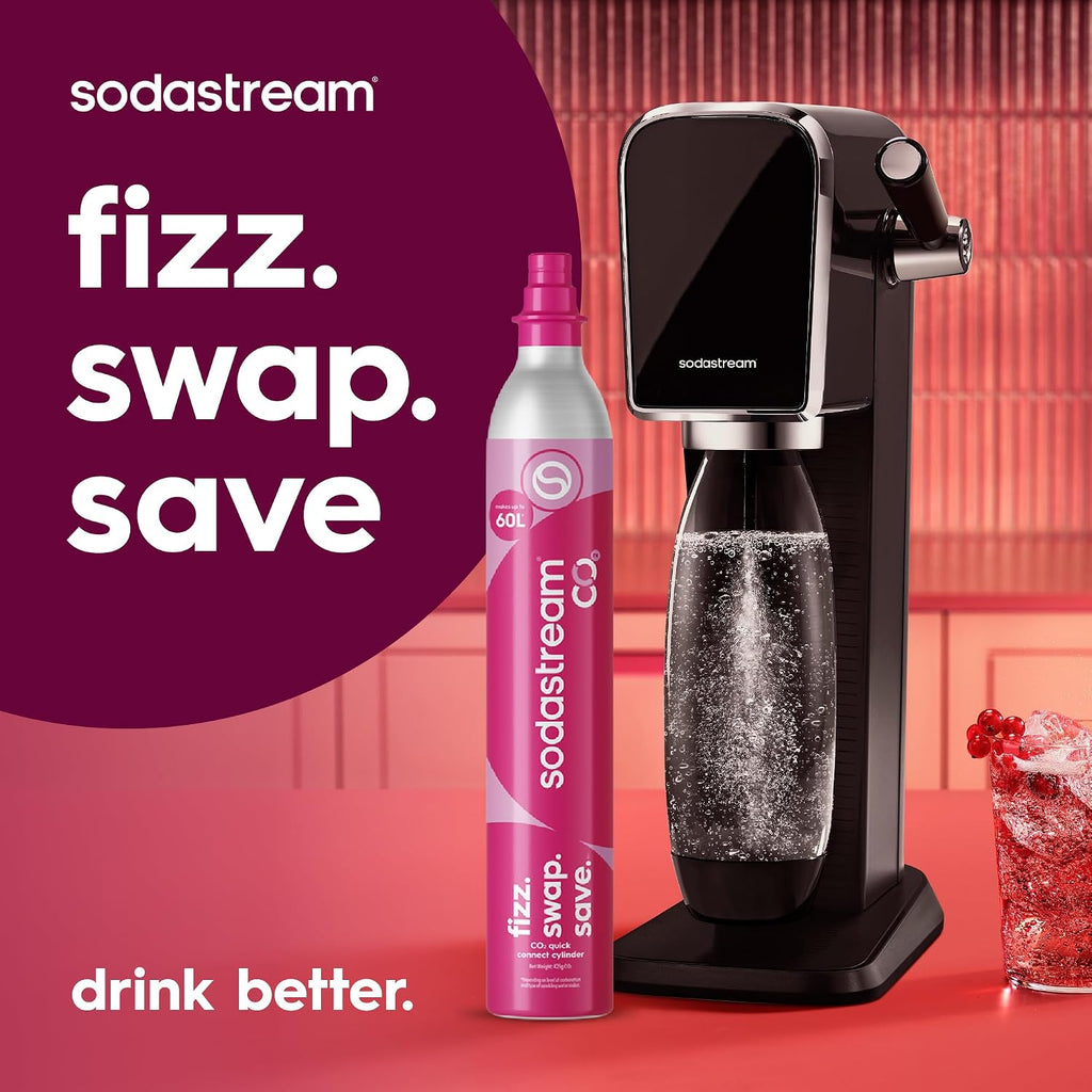 SodaStream CO2 Gas Cylinder Refill 2 Pack, 2 x 60L Pink Quick Connect, Soda Stream Gas Refill, Makes Up to 120 Litres, Compatible with Terra, Duo, Art, Gaia, ULTIMATE, E-Duo and ENSO