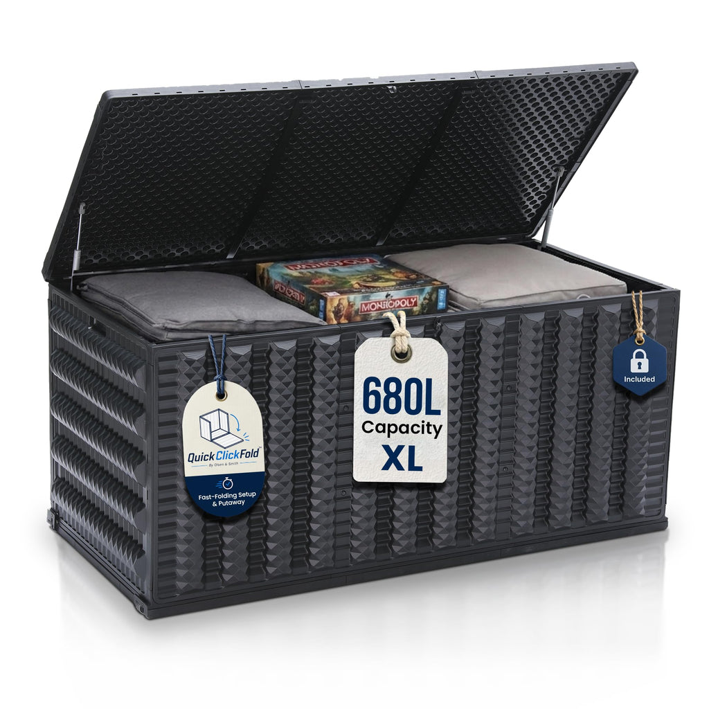 Olsen & Smith 680L Large Recycled Outdoor Garden Storage Box & Chest