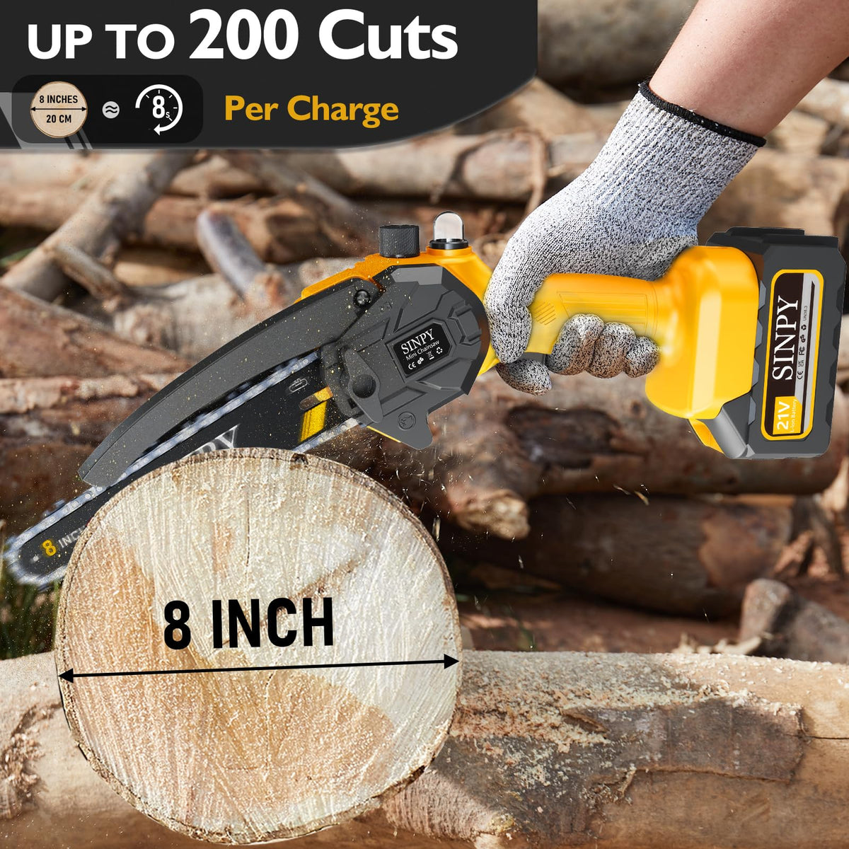 Mini Chainsaw Cordless 8000mAh 6-Inch Portable Electric Chainsaws with 2 Chains Small Chain Saws Handheld for Wood/Tree Cutting, Gardening Gift for Dad Husband Women Men