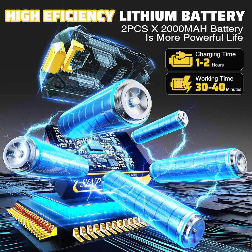 Mini Chainsaw Cordless, 6 Inch Electric Power Chain Saw with 2 Batteries & 2 Chains, Small Chainsaw with Safety Lock for Tree Trimming, Garden, Wood Cutting Gift for Men Dad Husband Fathers