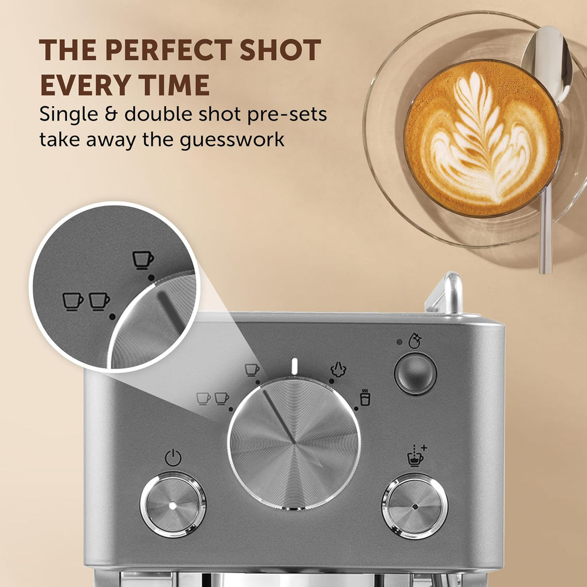 Breville Barista Slimline Espresso Machine, 15 Bar Pump, Integrated Milk Frother, Compact Design, Silver [VCF185]
