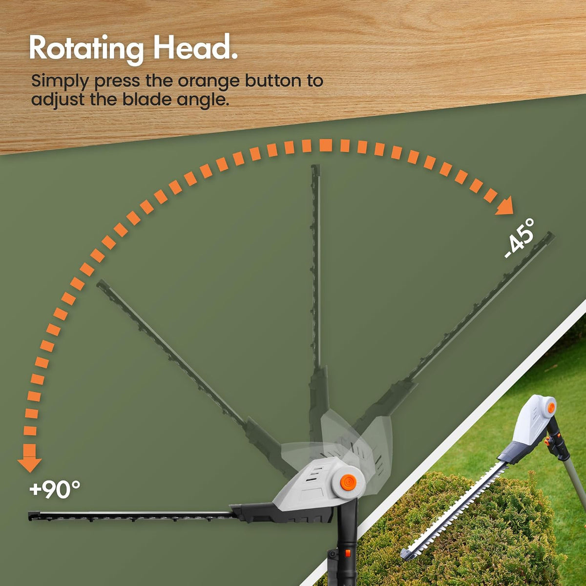 VonHaus Pole Hedge Trimmer Cordless 20V – x2 Batteries & Charger, G-Series