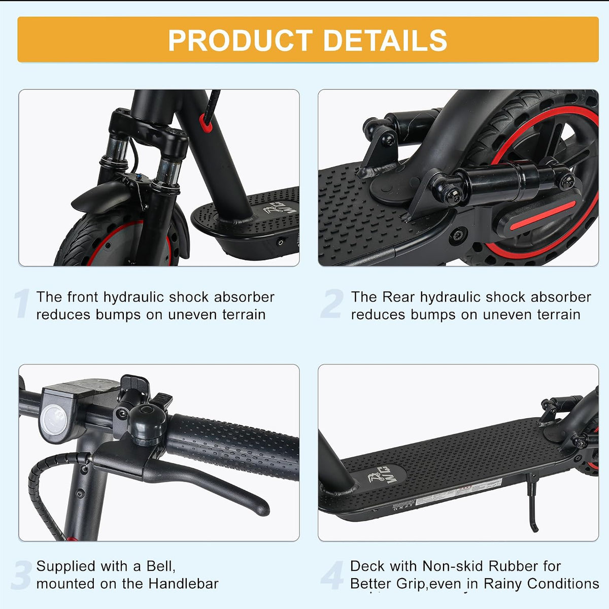 Adult Folding Electric Scooter,10.4Ah Battery, Front and Rear Cushioning,25-35km Range